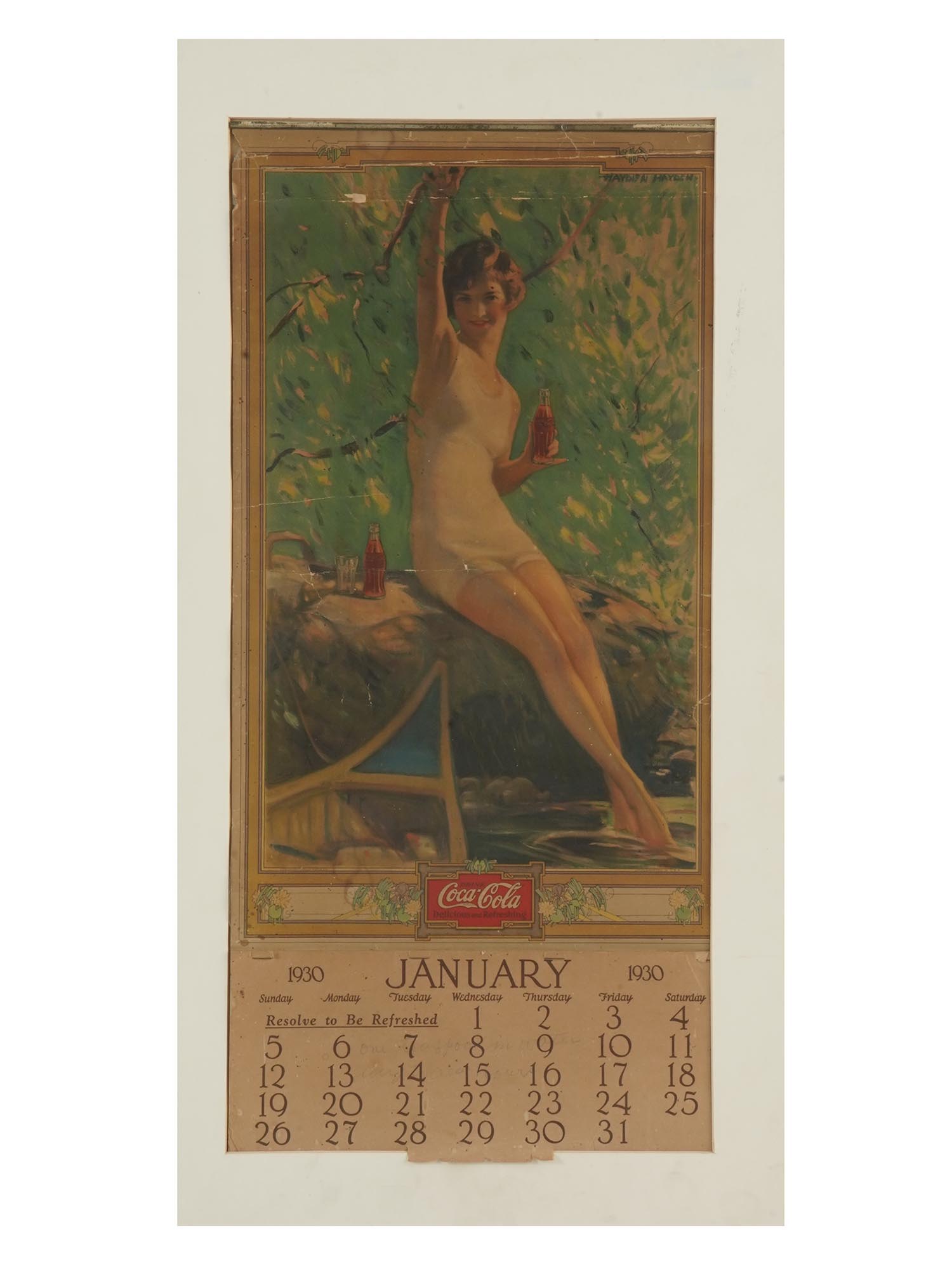 VINTAGE 1930 AMERICAN COCA COLA CALENDAR PIC-0